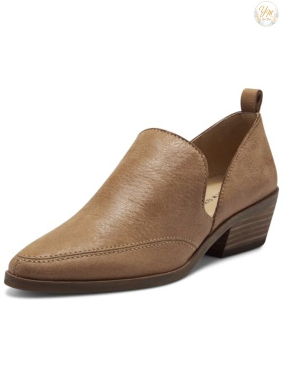Memory Foam Leather Loafers Pull-On Block Heel Casual
